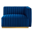 Maklaine Channel Tufted Performance Velvet Right-Arm Chair in Gold/Navy