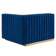 Maklaine Channel Tufted Performance Velvet Right-Arm Chair in Gold/Navy