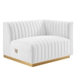 Maklaine Channel Tufted Performance Velvet Right-Arm Chair in Gold/White