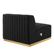 Maklaine Channel Tufted Performance Velvet Armless Chair in Gold/Black
