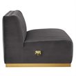 Maklaine Channel Tufted Performance Velvet Armless Chair in Gold/Gray