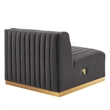 Maklaine Channel Tufted Performance Velvet Armless Chair in Gold/Gray