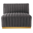 Maklaine Channel Tufted Performance Velvet Armless Chair in Gold/Gray