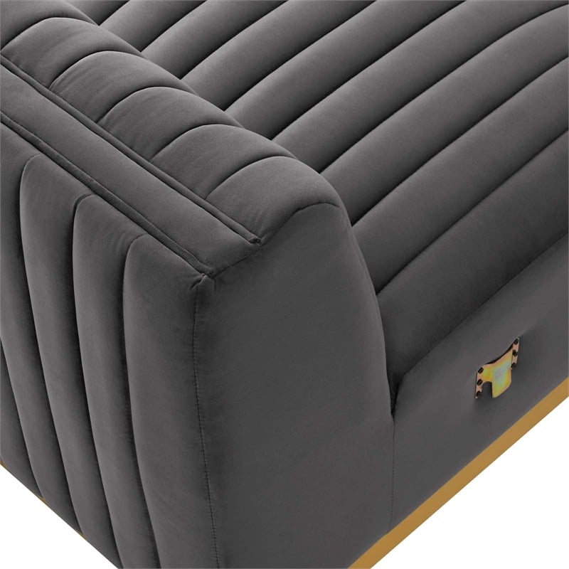 Maklaine Channel Tufted Performance Velvet Armless Chair in Gold/Gray