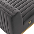 Maklaine Channel Tufted Performance Velvet Armless Chair in Gold/Gray