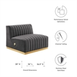 Maklaine Channel Tufted Performance Velvet Armless Chair in Gold/Gray