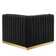 Maklaine Channel Tufted Performance Velvet Left Corner Chair in Gold/Black