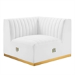 Maklaine Channel Tufted Performance Velvet Right Corner Chair - Gold/White