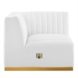 Maklaine Channel Tufted Performance Velvet Right Corner Chair - Gold/White