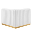 Maklaine Channel Tufted Performance Velvet Right Corner Chair - Gold/White