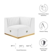 Maklaine Channel Tufted Performance Velvet Right Corner Chair - Gold/White