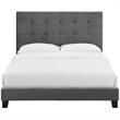 Maklaine Twin Tufted Button Performance Velvet Platform Bed in Gray