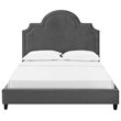 Maklaine Queen Modern Performance Velvet Platform Bed in Gray