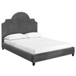 Maklaine Queen Modern Performance Velvet Platform Bed in Gray