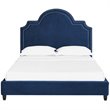 Maklaine Queen Modern Performance Velvet Platform Bed in Navy