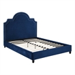 Maklaine Queen Modern Performance Velvet Platform Bed in Navy