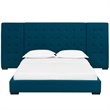 Maklaine Queen Performance Velvet Polyester Platform Bed in Azure Blue