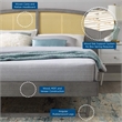 Maklaine Cane Rattan and Wood Queen Platform Bed with Angular Legs in Gray