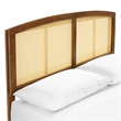 Maklaine Cane Rattan and Wood Full Platform Bed with Angular Legs in Walnut