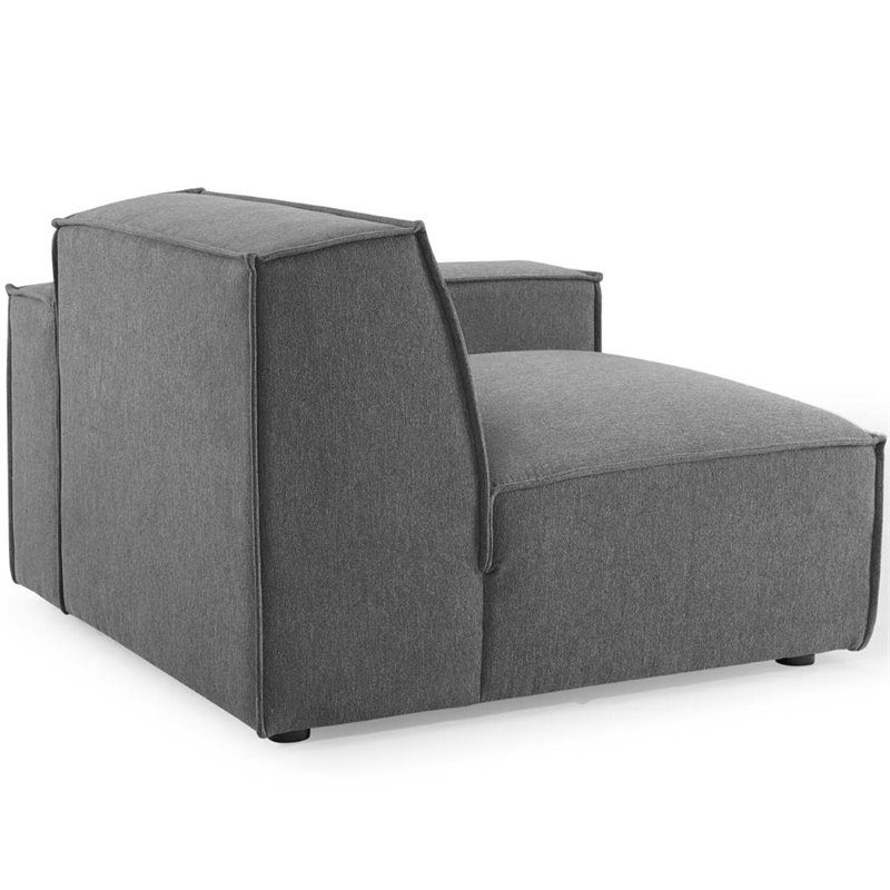 Maklaine 2-Piece Modern Fabric Upholstered Sectional Sofa in Charcoal