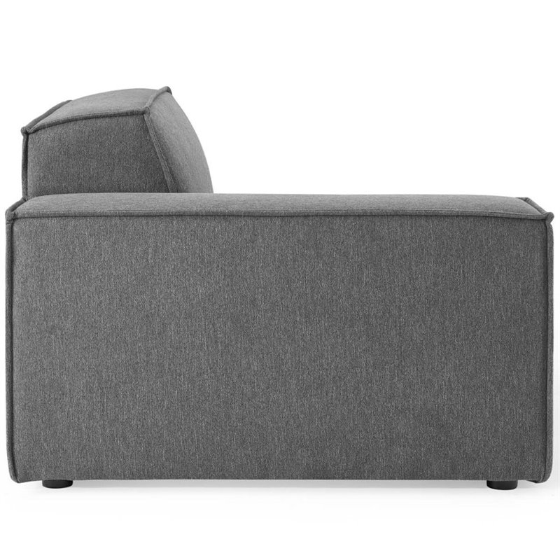Maklaine 2-Piece Modern Fabric Upholstered Sectional Sofa in Charcoal