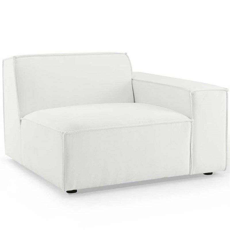 Maklaine 2-Piece Modern Fabric Upholstered Sectional Sofa in White