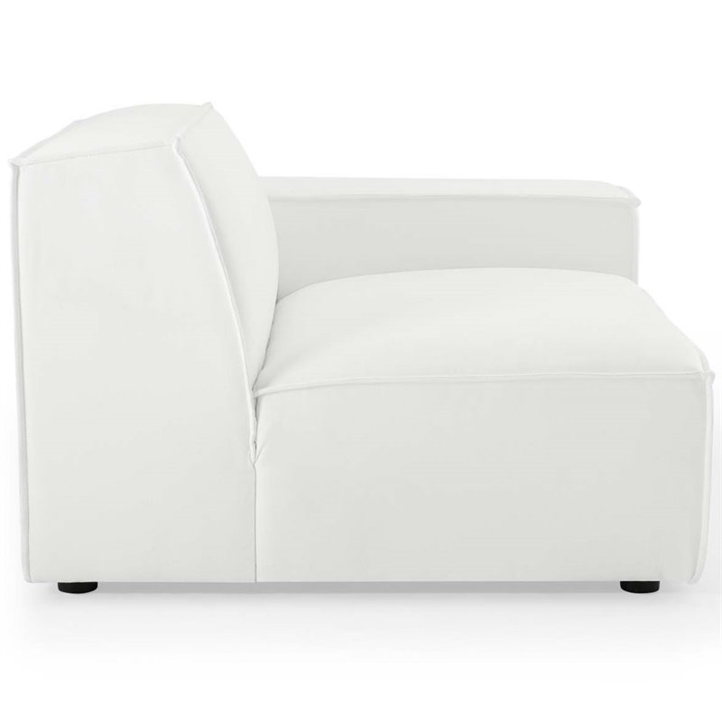 Maklaine 4-Piece Modern Fabric Upholstered Sectional Sofa in White