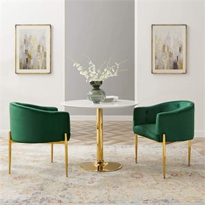 Maklaine Modern Tufted Velvet Accent Chairs in Emerald Green (Set of 2)