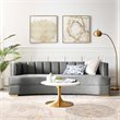 Maklaine Modern Channel Tufted Performance Velvet Sofa in Gray/Gold