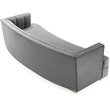 Maklaine Modern Channel Tufted Performance Velvet Sofa in Gray/Gold