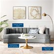 Maklaine Modern Channel Tufted Performance Velvet Sofa in Gray/Gold