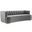 Maklaine Modern Channel Tufted Performance Velvet Sofa in Gray/Gold