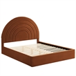 Maklaine Contemporary Performance Velvet Upholstered Full Platform Bed in Rust