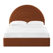 Maklaine Contemporary Performance Velvet Upholstered Full Platform Bed in Rust
