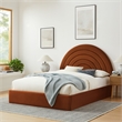 Maklaine Contemporary Performance Velvet Upholstered King Platform Bed in Rust