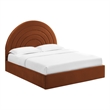 Maklaine Contemporary Performance Velvet Upholstered King Platform Bed in Rust