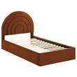 Maklaine Contemporary Performance Velvet Upholstered Twin Platform Bed in Rust