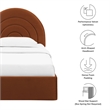 Maklaine Contemporary Performance Velvet Upholstered Twin Platform Bed in Rust