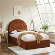 Maklaine Contemporary Performance Velvet Upholstered Twin Platform Bed in Rust