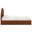 Maklaine Contemporary Performance Velvet Upholstered Twin Platform Bed in Rust