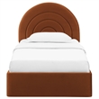 Maklaine Contemporary Performance Velvet Upholstered Twin Platform Bed in Rust