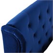 Maklaine Tufted Wingback Queen Performance Velvet Platform Bed in Navy