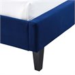 Maklaine Tufted Wingback Queen Performance Velvet Platform Bed in Navy