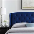 Maklaine Tufted Wingback Queen Performance Velvet Platform Bed in Navy
