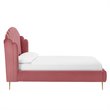 Maklaine Queen Performance Velvet Wingback Platform Bed in Dusty Rose