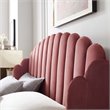 Maklaine Queen Performance Velvet Wingback Platform Bed in Dusty Rose