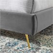 Maklaine Queen Performance Velvet Wingback Platform Bed in Gray