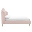 Maklaine Queen Performance Velvet Wingback Platform Bed in Pink