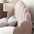 Maklaine Queen Performance Velvet Wingback Platform Bed in Pink