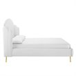 Maklaine Queen Performance Velvet Wingback Platform Bed in White